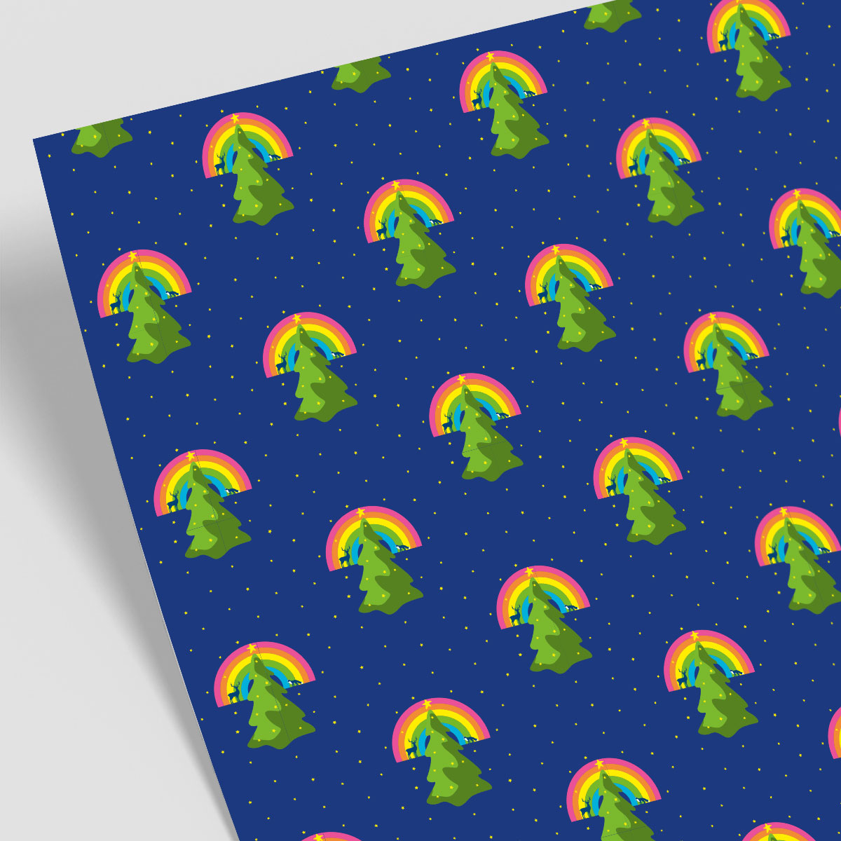 Geschenkpapier - Tannenbaum mit Regenbogen