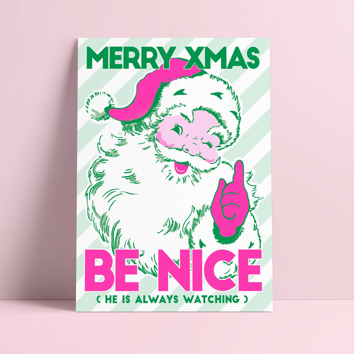 Postkarte - Be Nice he is always watching