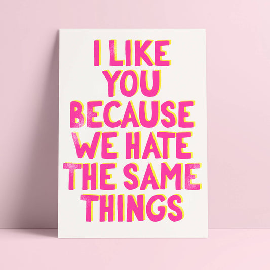 Postkarte - I Like You Because We Hate The Same Things
