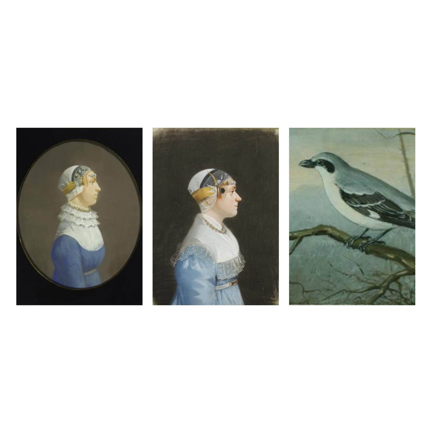 Wandfliese - Frauen mit blauem Vogel