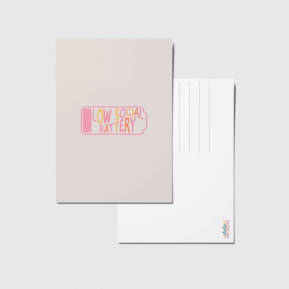 Postkarte - Low social battery
