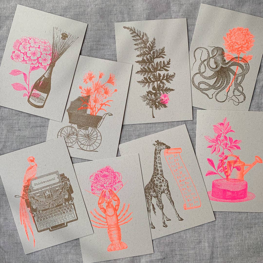 Postkarte - Hummer mit Blume