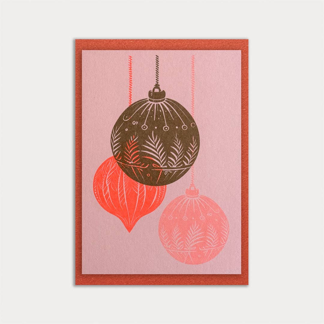 Grusskarte mit Umschlag - Weihnachtskugeln